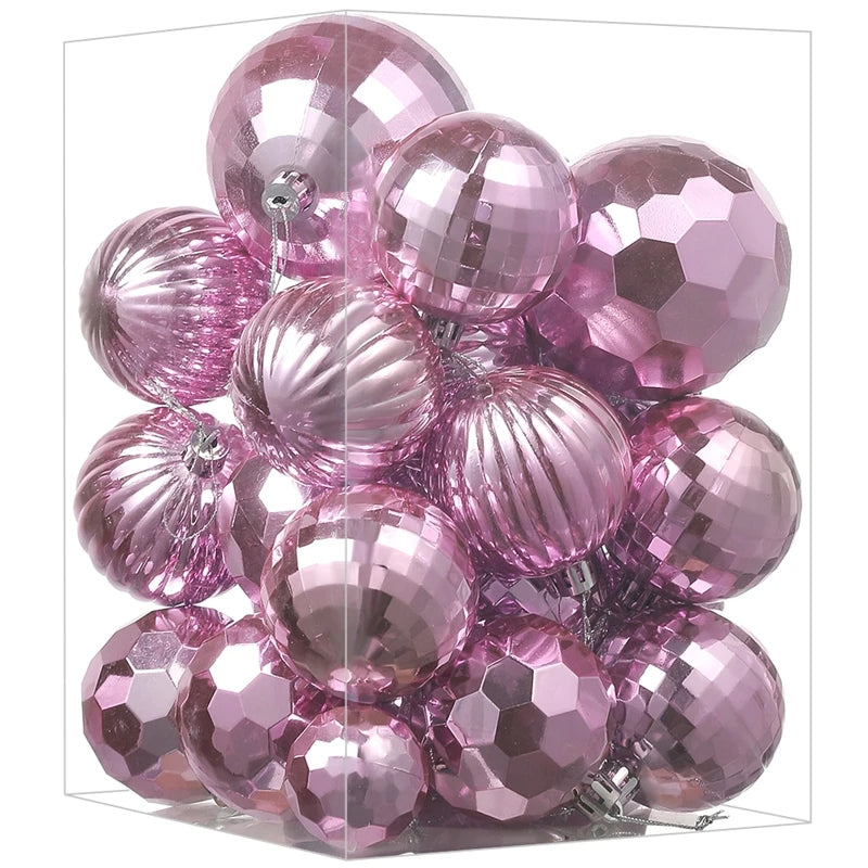 30 Stück Weihnachtskugeln – 4/6/8CM Bruchsichere Kunststoff Kugeln | Weihnachtsbaum Deko für Zuhause & Neujahr Kaufschwan® Rosa 4-8cm