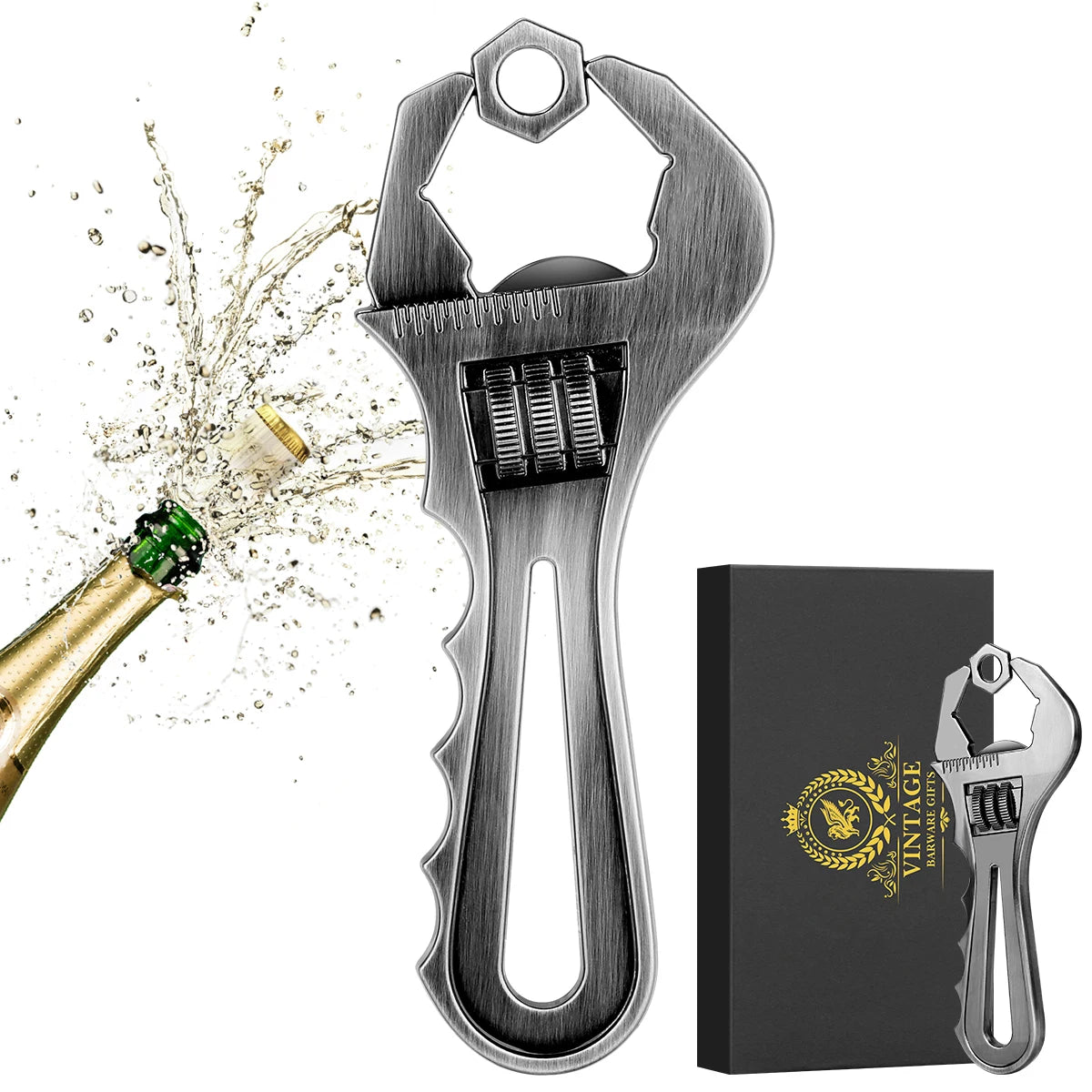 Schraubenschlüssel Flaschenöffner – Metall Werkzeug Design Geschenk für Ingenieure Kaufschwan® Grau mit Box