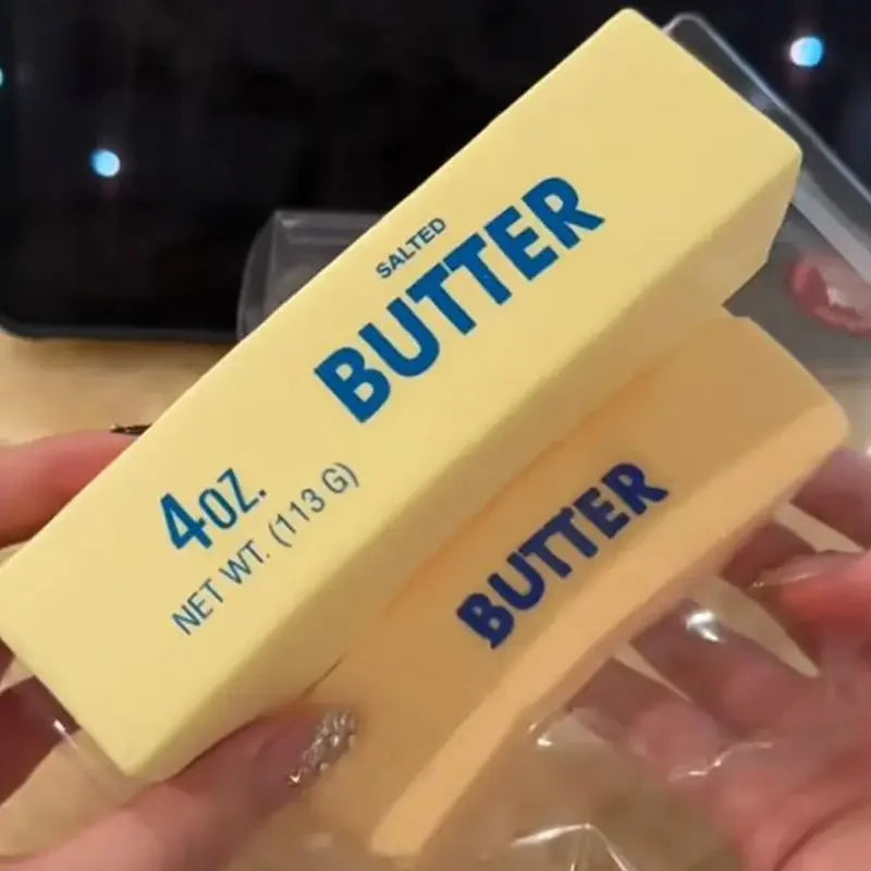 Butterstück-Squishy – Weiches Elastisches Knautsch- & Fidget-Spielzeug, Lustiger Scherzartikel & Sensorikspielzeug zum Stressabbau