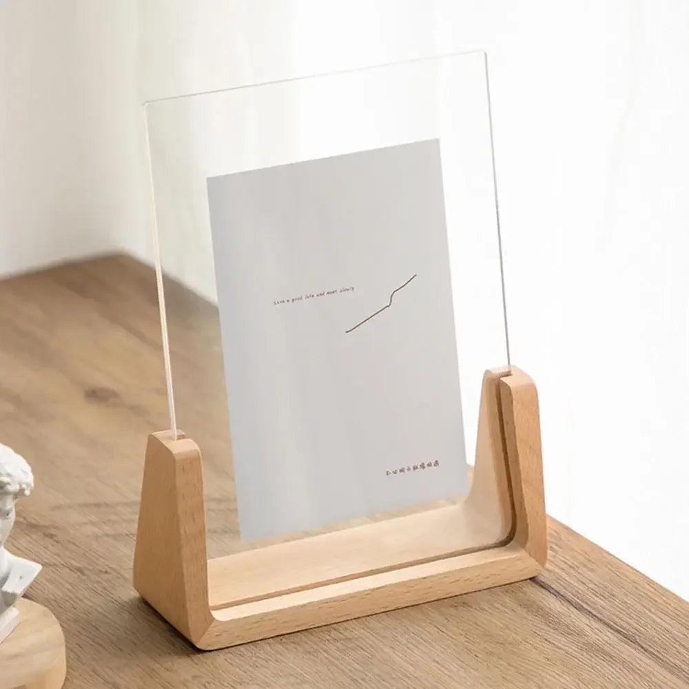 Walnuss / Buche Kreativer Acryl U Form Bilderrahmen – Transparenter Holz Desktop Fotorahmen Kaufschwan®