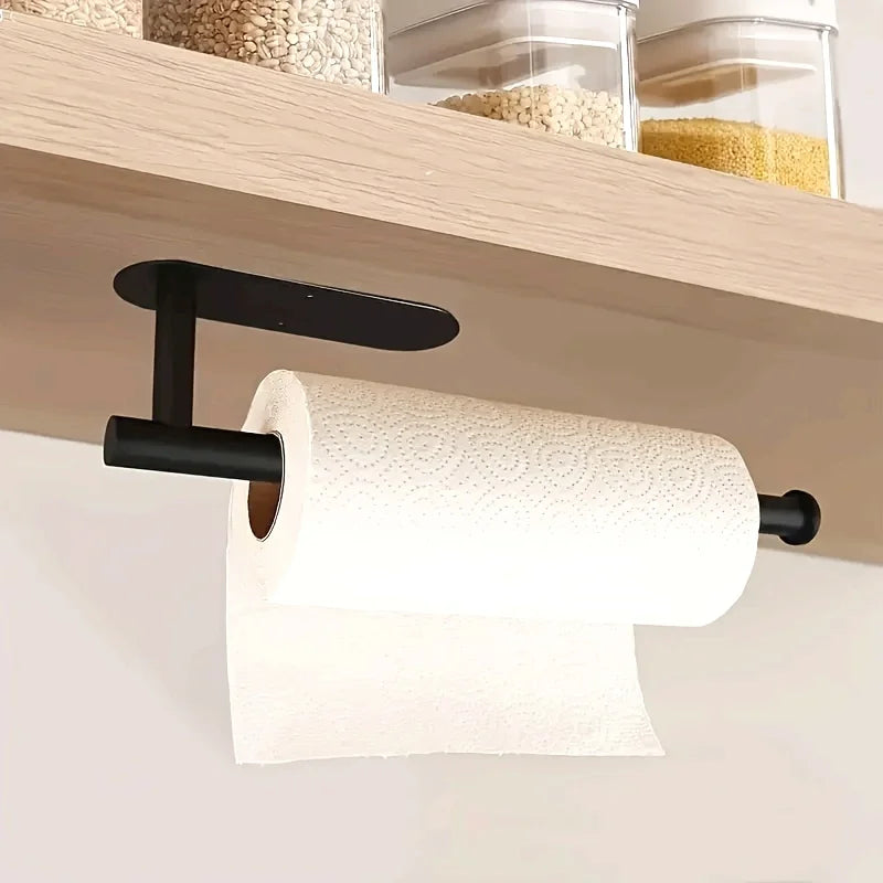 Schwarzer Selbstklebender Küchenrollenhalter – Wandmontage für Küche & Bad Aufbewahrung Kaufschwan®