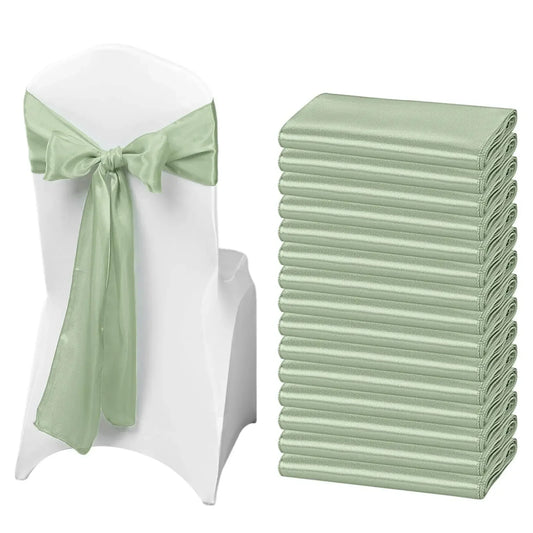 Satin Stuhlschleifen – Hochzeits Schleifenband für Stuhl Dekoration Kaufschwan® Salbeigrün 10 Stück