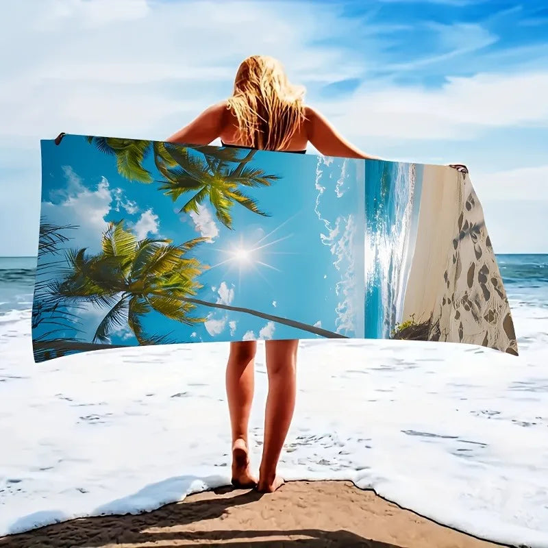 Beach Paradise Großes Strandtuch – Stilvolles Tropisches Palmenmotiv | Weiches & Saugfähiges Handtuch für Strand, Bad & Pool Kaufschwan®