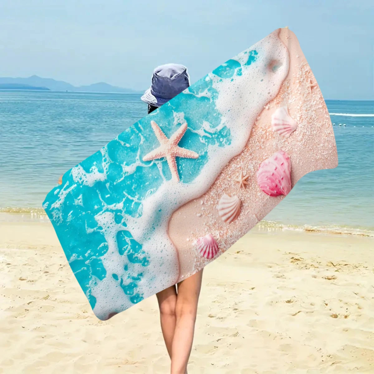 Strandtuch mit Ozean-Motiv – Schnell Trocknendes Mikrofaser Handtuch | Multifunktionales Handtuch für Sport, Schwimmen & Fitness Kaufschwan®
