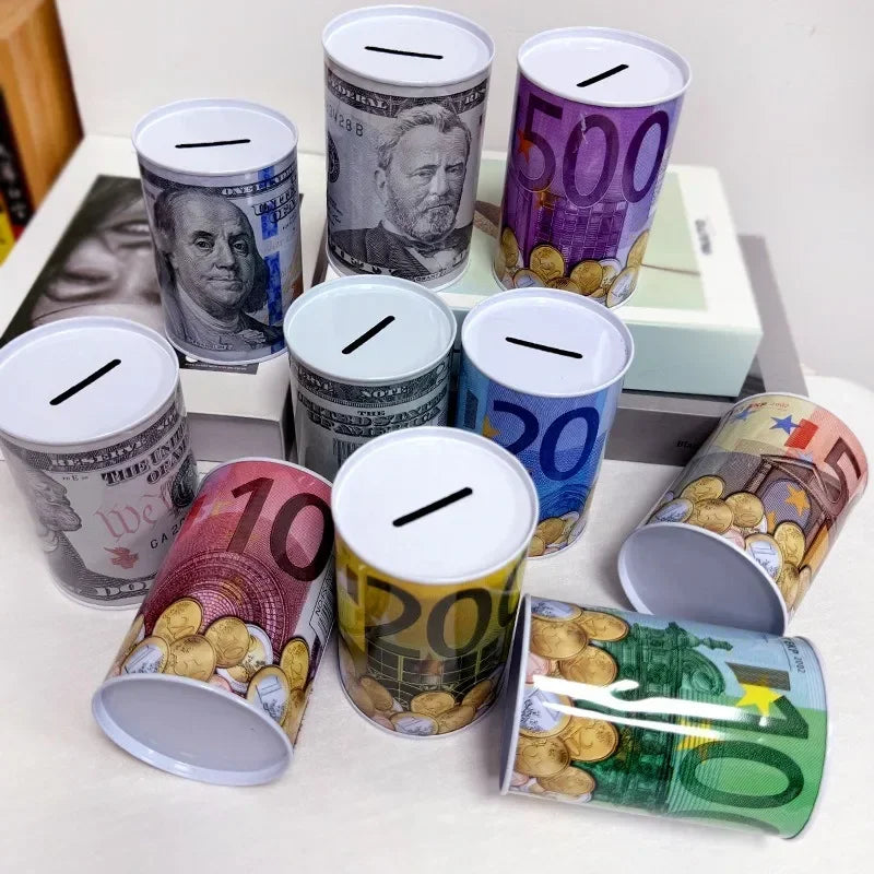 Zylindrische Euro Design Blech Sparbox – Wiederverwendbare Münz Aufbewahrung für Zuhause Kaufschwan®