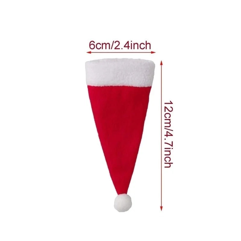 Weihnachten Bestecktasche – Merry Christmas Tischdeko | Weihnachtsmütze Besteckhalter für Gabel, Messer & Löffel Kaufschwan®