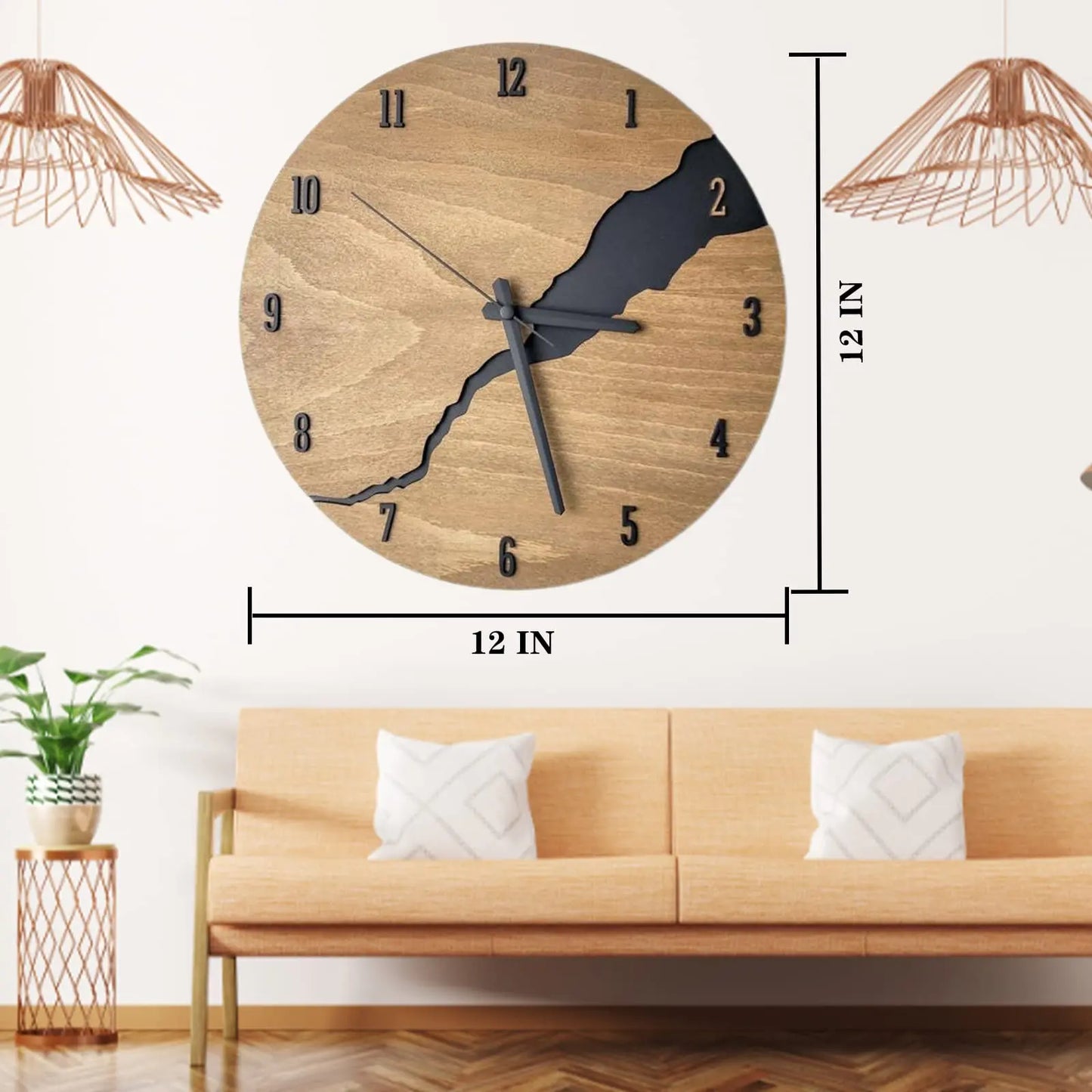 Gebrochene Holz Wanduhr – Leise Große Quarz Deko Uhr Kaufschwan®