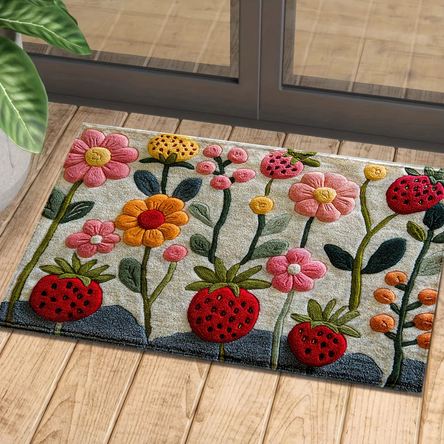 3D Blumenmatte – Rutschfester Teppich mit Kaschmir-Optik für Eingang & Badezimmer Kaufschwan® Weiß 90cmx60cm