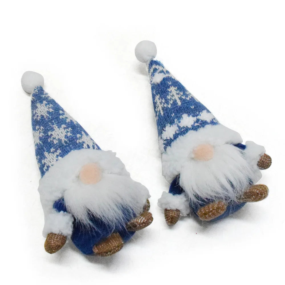 Blauer Weihnachts-Wichtel – Faceless Zwergenpuppe mit Schneeflocken | Rudolf Plüschfigur Weihnachtsdekoration Kaufschwan®