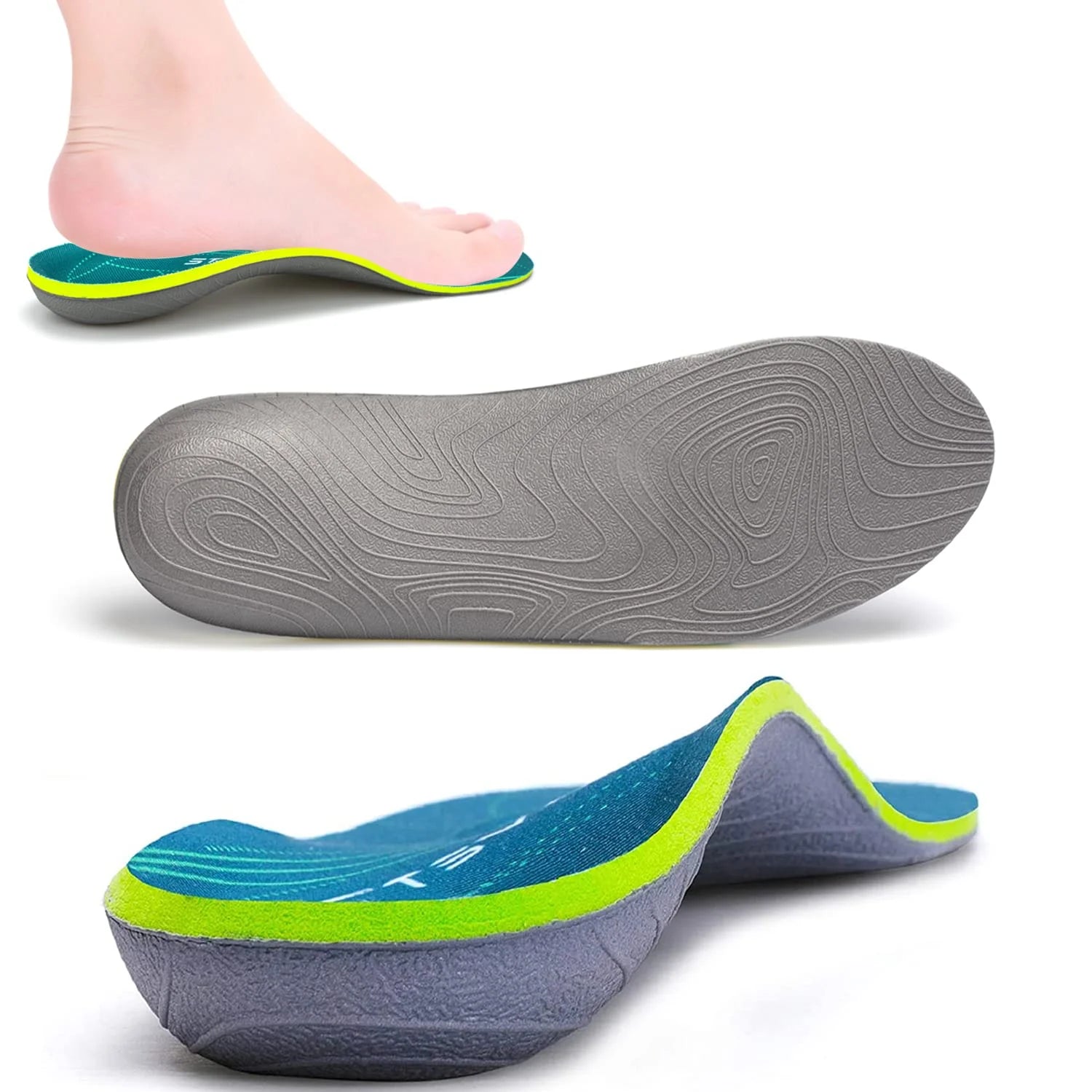 Orthopädische Sporteinlagen – Hohe Fußgewölbestütze für Damen & Herren | Plattfüße, Fersenschmerzen, Plantarfasziitis Kaufschwan® Dunkelgrün EU(44-45)-290MM