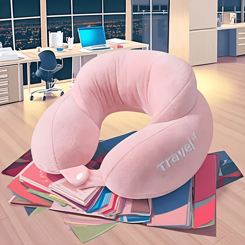 U Förmiges Memory Foam Nackenkissen – Weiches Reise und Massagekissen für Flugzeug und Entspannung Kaufschwan® Rosa