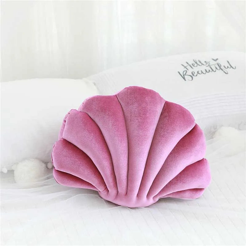 Velours Kissen mit Füllung für Wohnkultur | Sofa Kissen mit Muschel Design | Geschenk | 32x25cm Kaufschwan® Weinrot