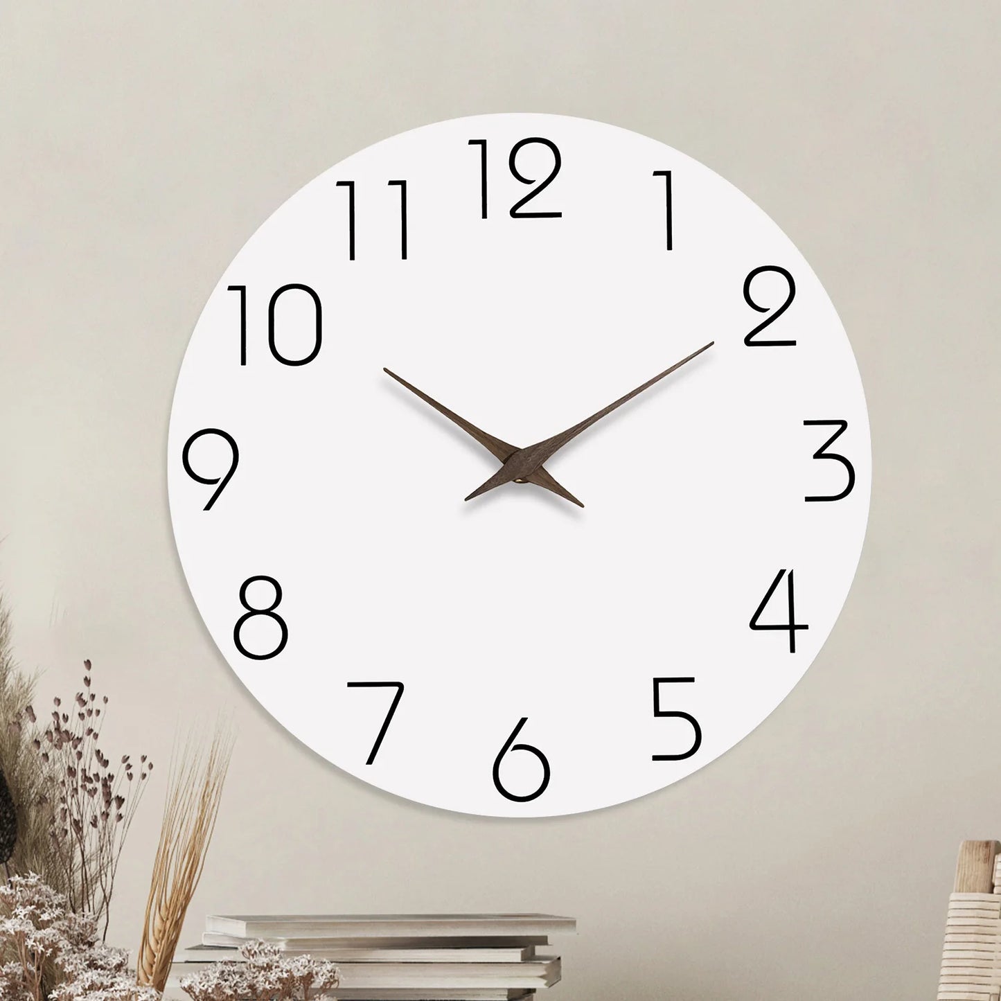 Weiße Muster Holz Wanduhr – Leise Quarz Moderne Deko Uhr Kaufschwan®