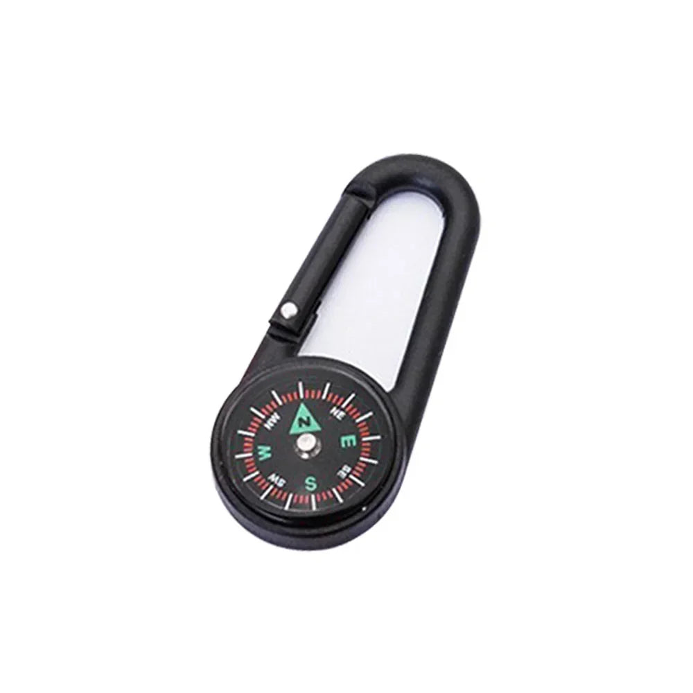 Outdoor Kompass Karabiner Schlüsselanhänger – Mini Camping Buckle für Bergsteigen, Wandern, Rucksäcke & Survival | Kinder Geschenkclip mit Kompass Kaufschwan® Schwarz