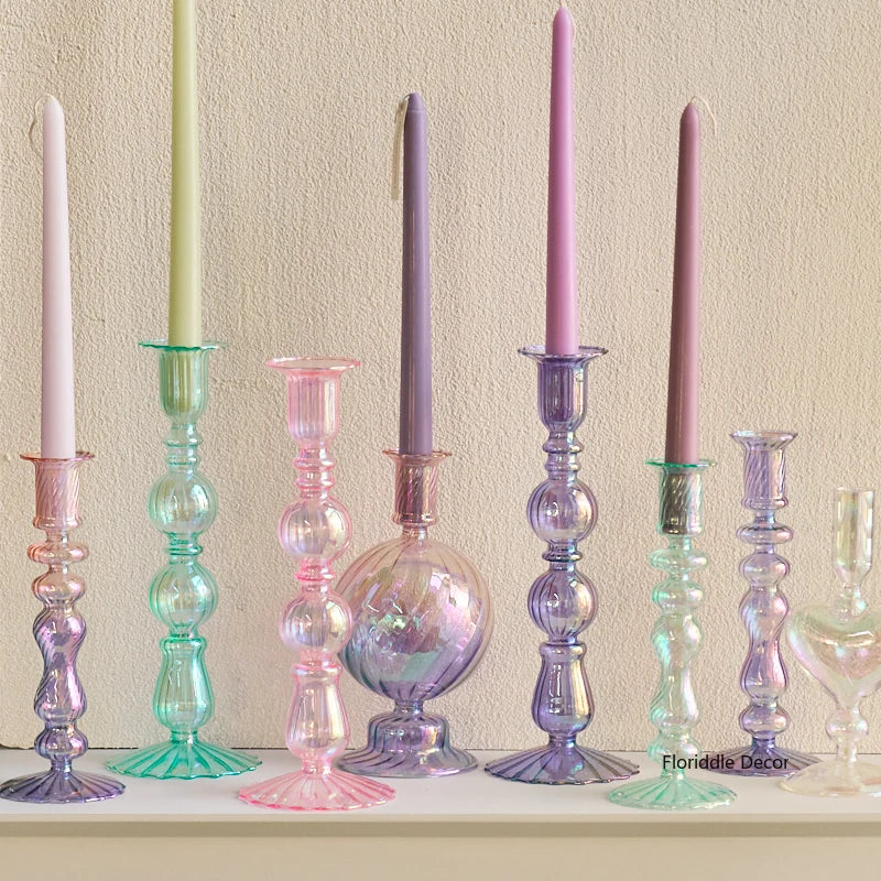 Floriddle Retro Kerzenständer – Hohe Stabkerzenhalter im Glasvasen-Stil für Zuhause, Party & Hochzeitsdekoration Kaufschwan®