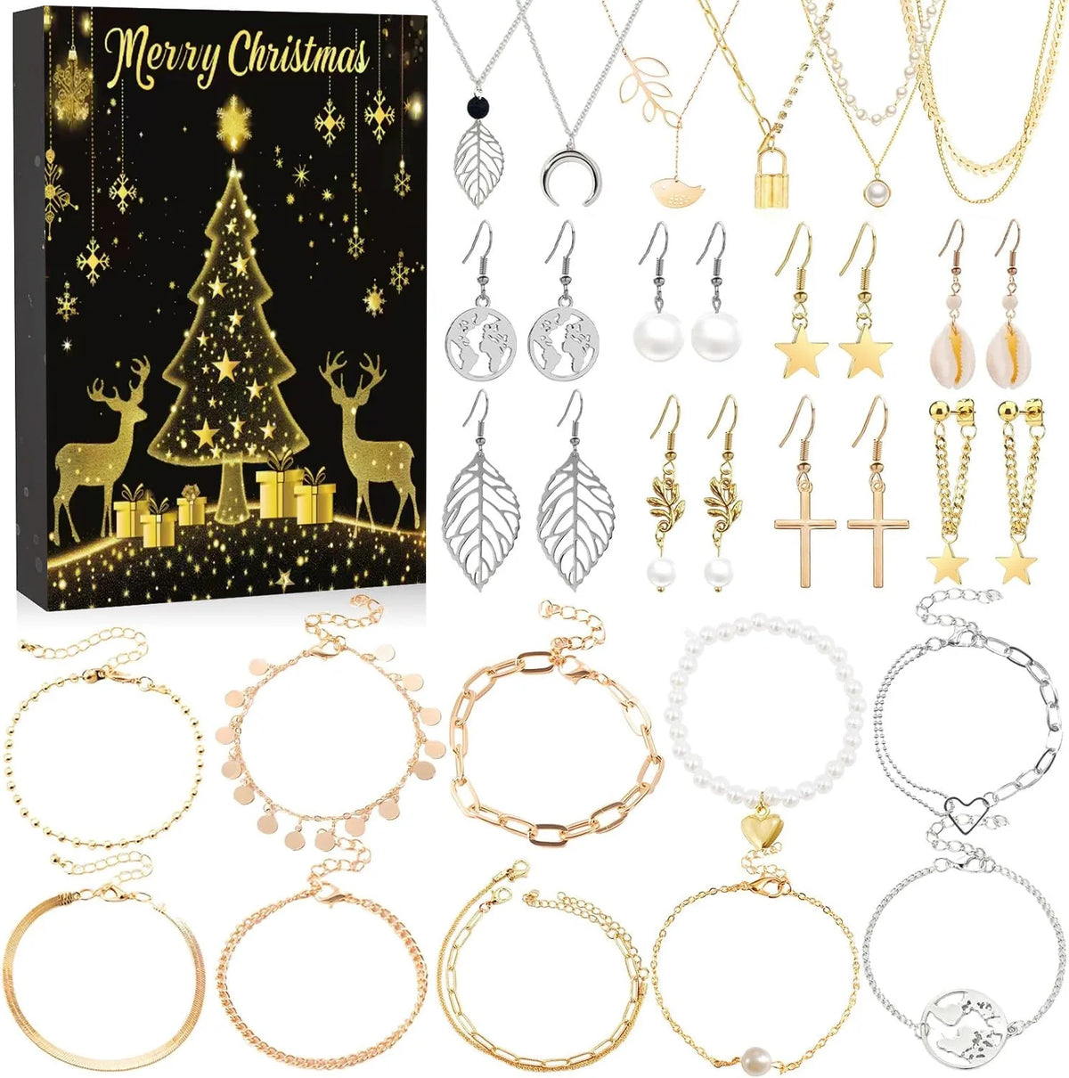 Schmuck-Adventskalender für Teenager-Mädchen – Weihnachtskalender mit Armband-Bastelset, Anhängern & Überraschungen