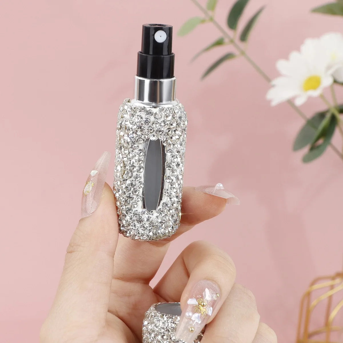 Bling Parfüm Zerstäuber mit Strass – 5ml Nachfüllbare Reise-Sprayflasche | Mini Tragbarer Parfümspender & Geschenk Kaufschwan®