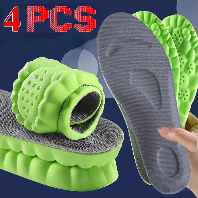 4D Massage Einlegesohlen | Superweiche Sportschuhe Sohlen mit Fußgewölbeunterstützung – Orthopädische Einlagen für Damen & Herren Kaufschwan® 4 Stück - Grau Grün EU 43-44