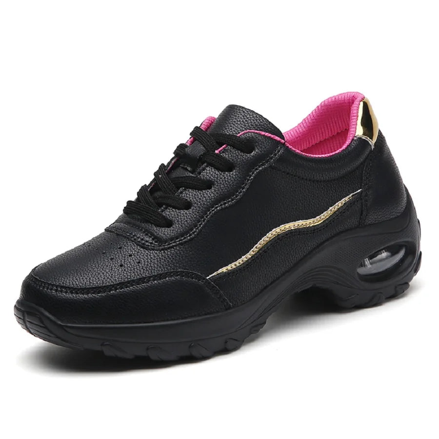 Damen Plateau-Sneaker – Designer Luxus Schuhe | Chunky Wedges Sportschuhe für Freizeit, Wandern & Alltag Kaufschwan® Schwarz 35