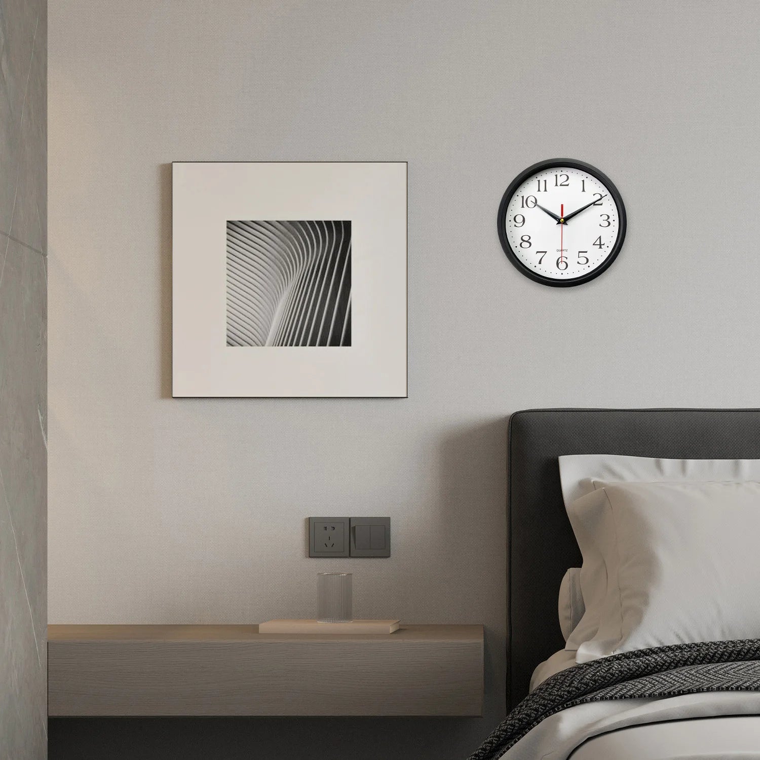 8 Zoll Schwarzer Rahmen Wanduhr – Leise Moderne Deko Uhr Kaufschwan®