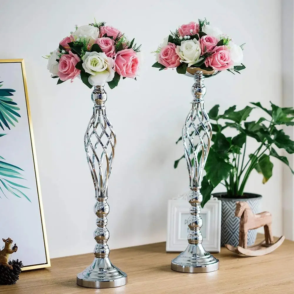 Goldfarbener Eisen Kerzenhalter – Gedrehter Tisch Kerzenständer im Vasenstil für Zuhause, Hochzeit & Blumendekoration Kaufschwan®