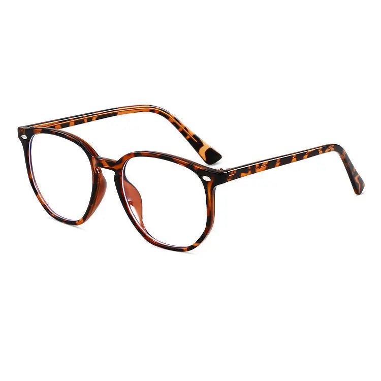 Transparente Computerbrille – Anti-Blau-Licht Polygon-Quadrat Fassung für Damen & Herren | Modische Klare Optische Brille Kaufschwan® Leopard