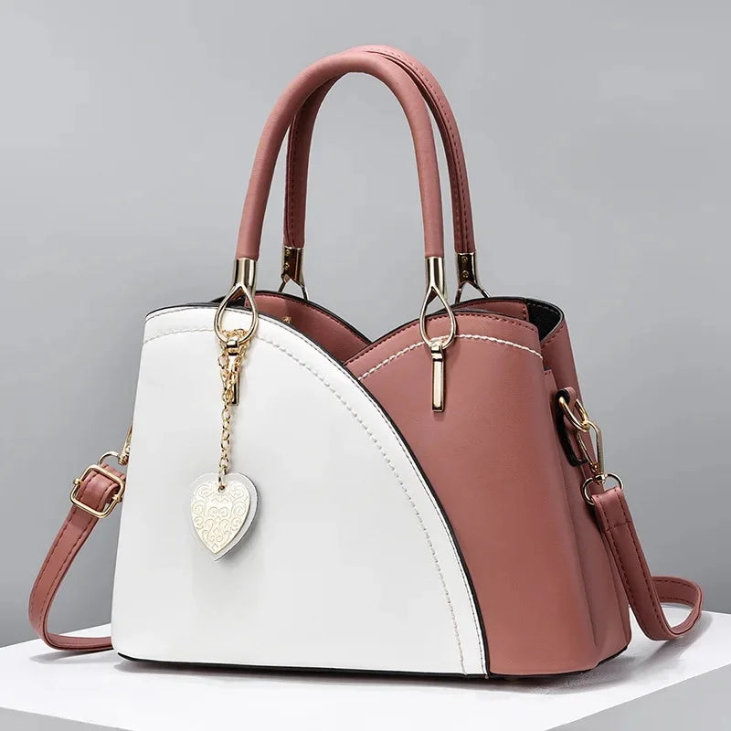 Trendige Damenhandtasche im Farbblock Design – Saison Bestseller Schulter- & Crossbody Tasche | Große Modische Pendler Tasche Kaufschwan® Rosa