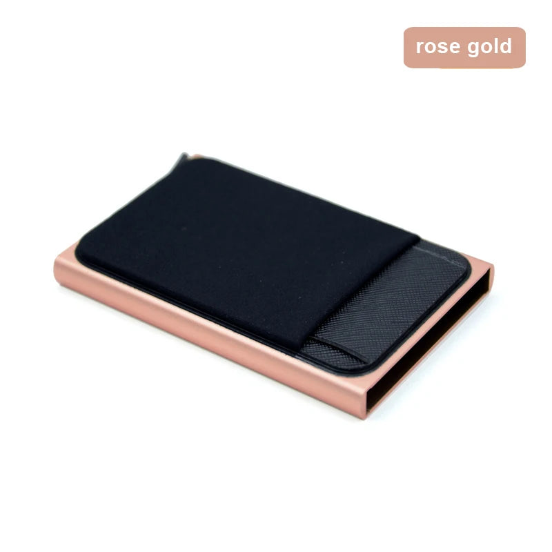 Metall Kartenhalter – Dünner Pop-Up Aluminium RFID Wallet mit Elastischer Rückentasche | ID & Kreditkartenhalter für Reisen Kaufschwan® Roségold