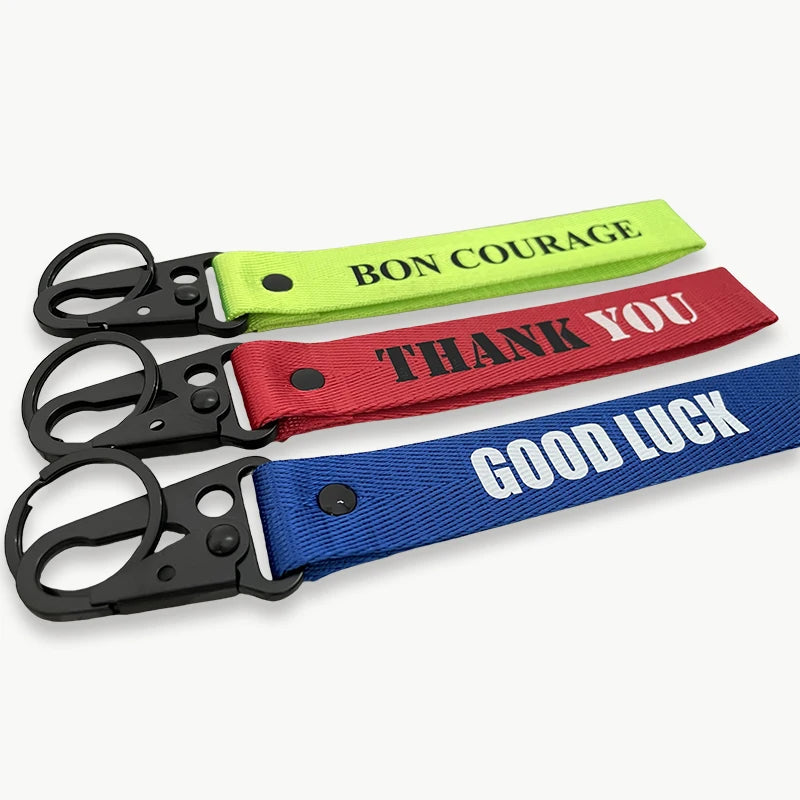 Personalisierter Schlüsselanhänger fürs Handgelenk – Mit eigenem Text oder Logo | Lanyard mit Clip für Auto & Motorrad, Unisex Design Kaufschwan®