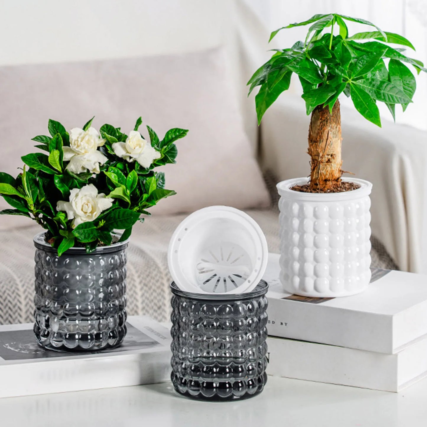 Selbstbewässernder Blumentopf aus Kunststoff – Doppellagiger Pflanztopf mit Wasserspeicher Kaufschwan®
