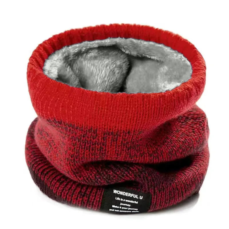 Winter Weicher Gestrickter Nackenwärmer – Dick Gefütterter Gradient Flausch Schal für Damen & Herren | Kälteschutzkragen für Outdoor Wandern & Radfahren Kaufschwan® Rot