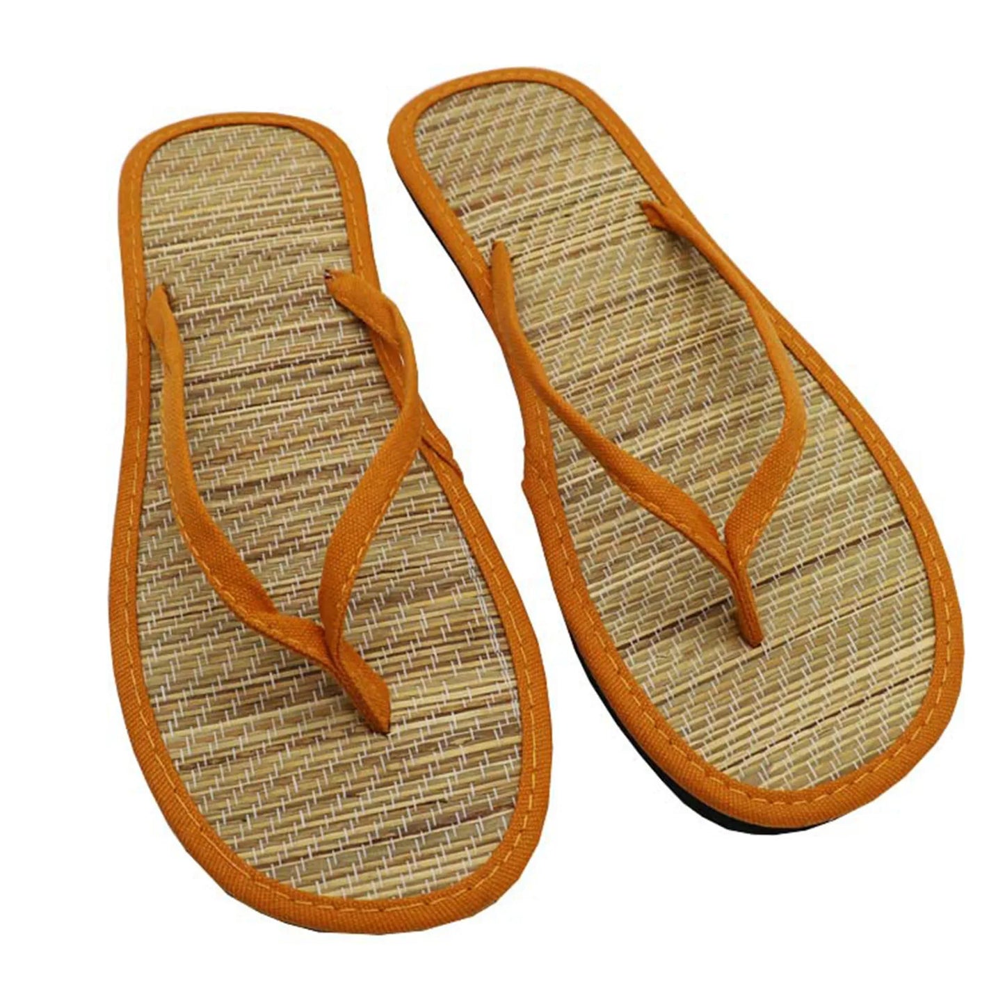 Damen Flache Flip-Flops | Bequeme Rutschfeste Bambus-Rattan Sandalen | Hausschuhe für Bad & Alltag Kaufschwan®