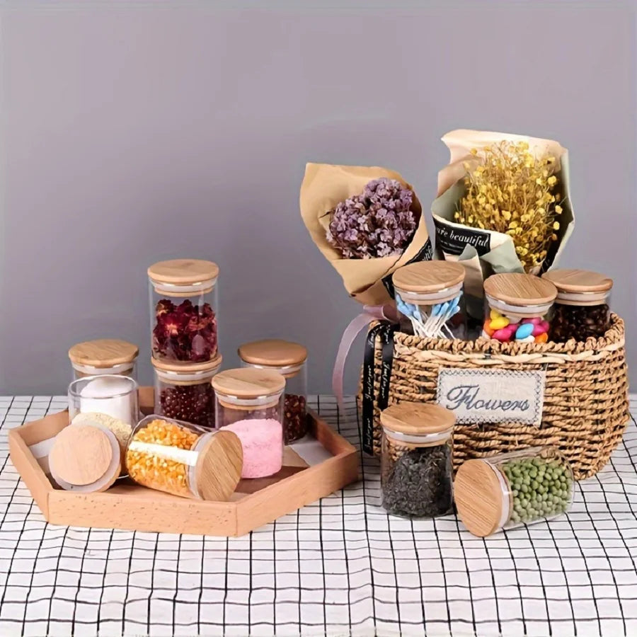 12-teiliges Glas Vorratsdosen Set – Gewürzgläser mit Luftdichtem Deckel | Mini Gläser für Küche, Zucker, Kekse & Reis Kaufschwan®