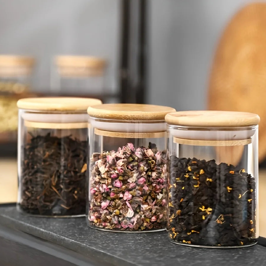 12-teiliges Glas Vorratsdosen Set – Gewürzgläser mit Luftdichtem Deckel | Mini Gläser für Küche, Zucker, Kekse & Reis Kaufschwan®