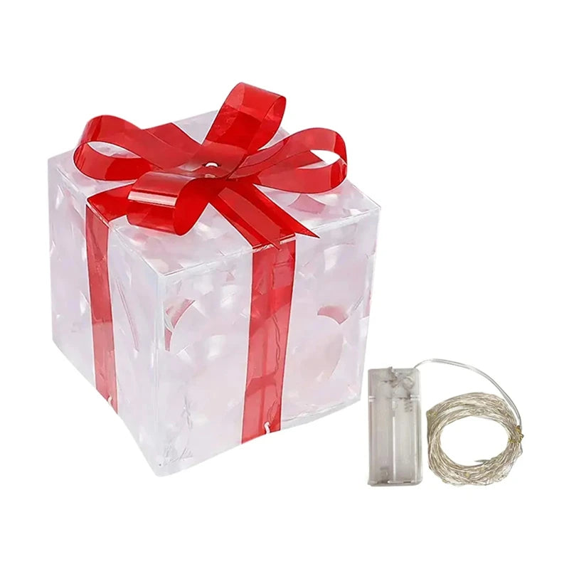 Leuchtende Weihnachts Geschenkbox – LED Licht Geschenk Deko mit Schleife | Weihnachtsbeleuchtung für Innen & Außen Kaufschwan®