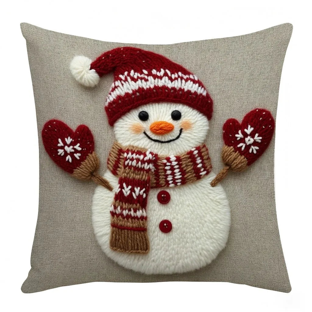 45x45cm Weihnachts Kissenbezug – Cartoon Santa, Schneemann & Rentier | Dekorativer Sofa Bezug für Zuhause & Weihnachtsdeko Kaufschwan® Design 2