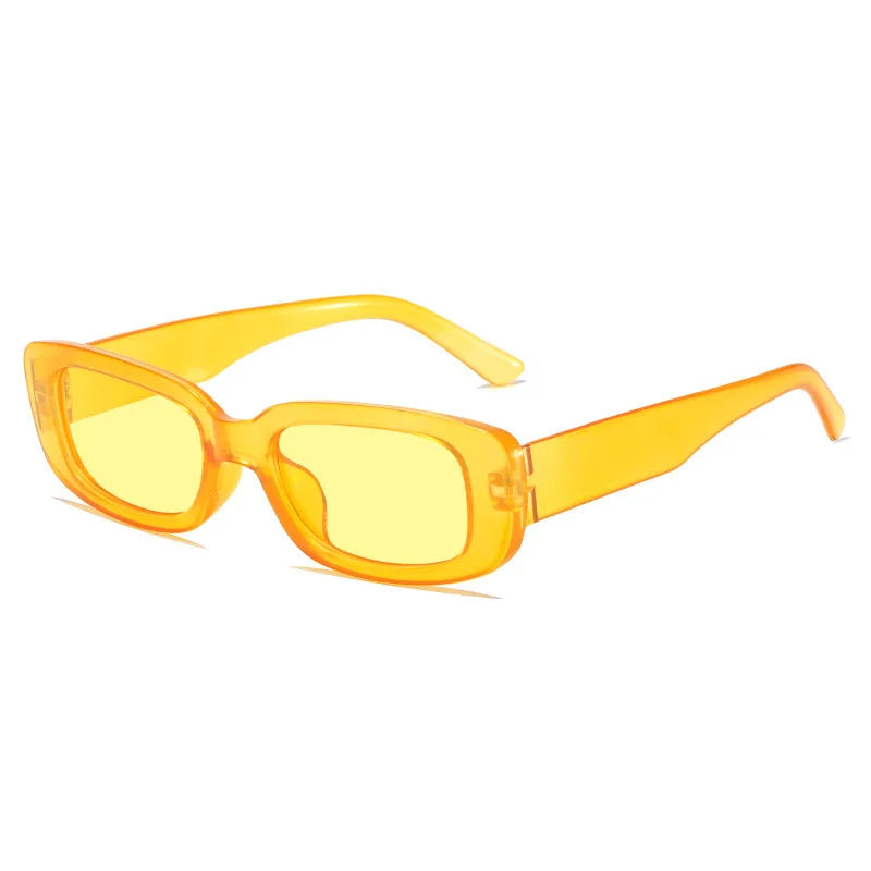Vintage-Sonnenbrille in Gelee-Farben – Rechteckige Sonnenbrille mit kleinem Rahmen und UV400-Schutz für Damen und Herren Kaufschwan® Gelb