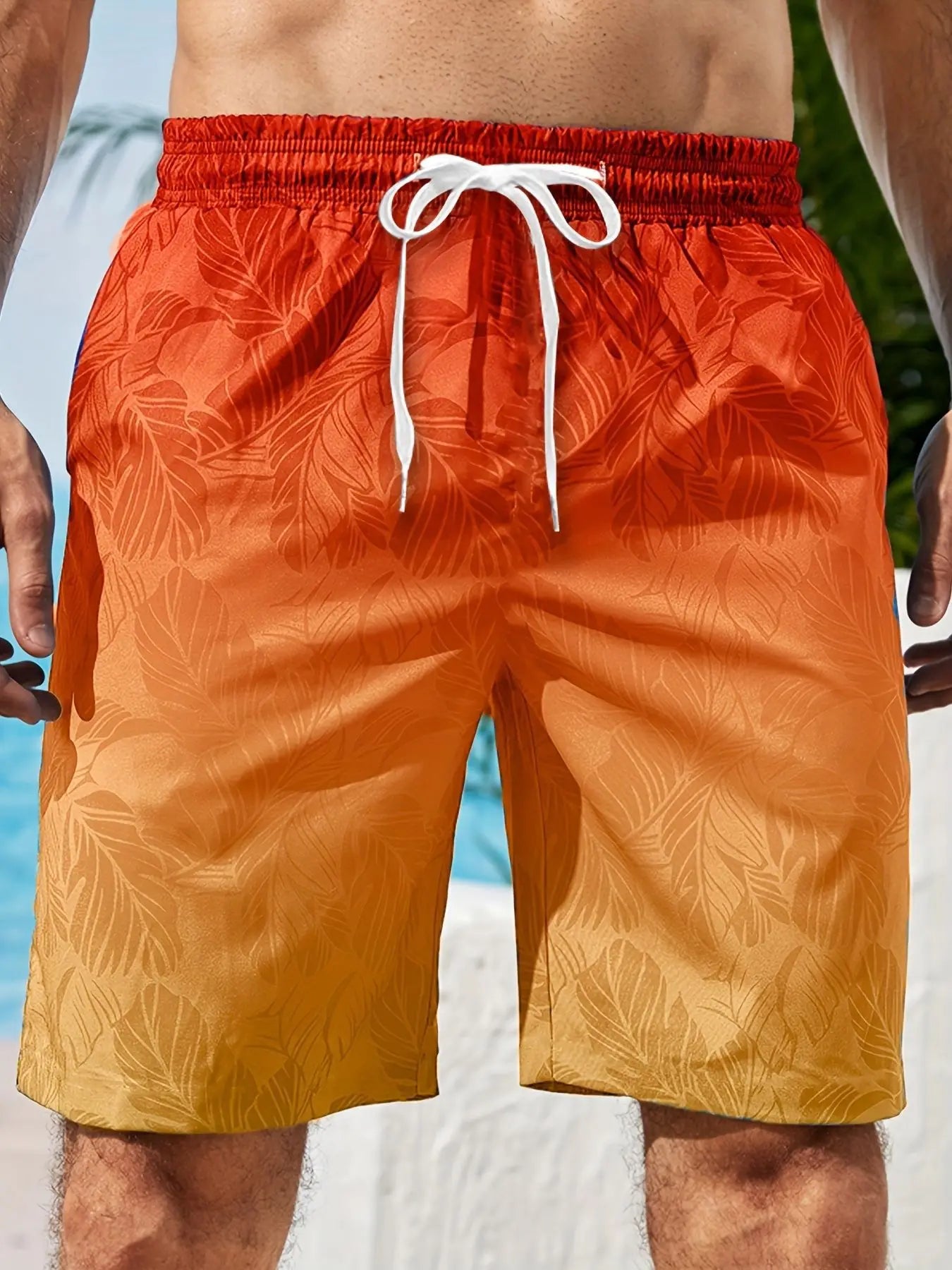 3D Grafik Strandshorts – Unisex Pineapple Print Surfshorts | Sommer Hawaii Badehose für Herren, Damen & Kinder Kaufschwan® Orange-Gelb Verlauf L