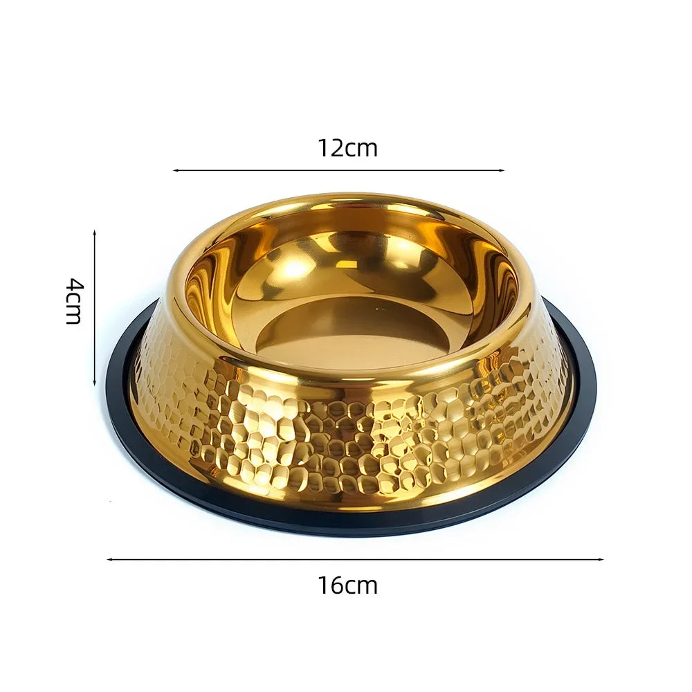 Luxuriöser Edelstahl Futternapf – Rutschfeste Haustierschüssel in Gold-Optik Kaufschwan® 16cm