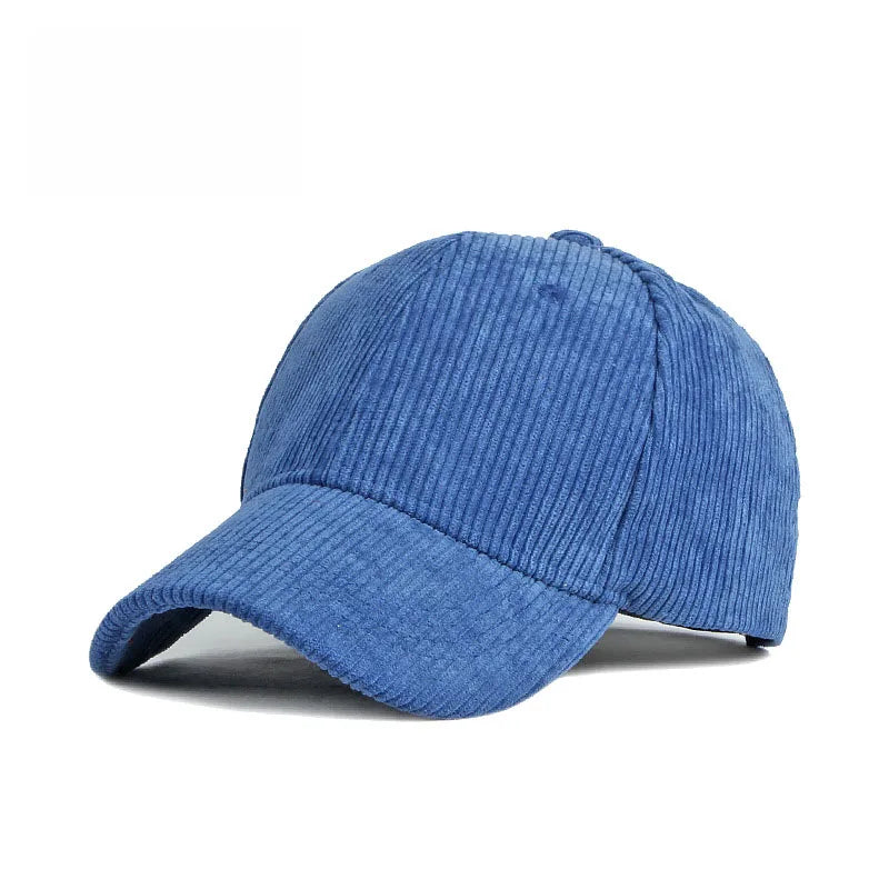 Cord Baseballkappe | Damen & Herren Baumwolle Einfarbige Baseballcap | Herbst Warm Hip Hop Snapback Baseballcap Kaufschwan® Blau