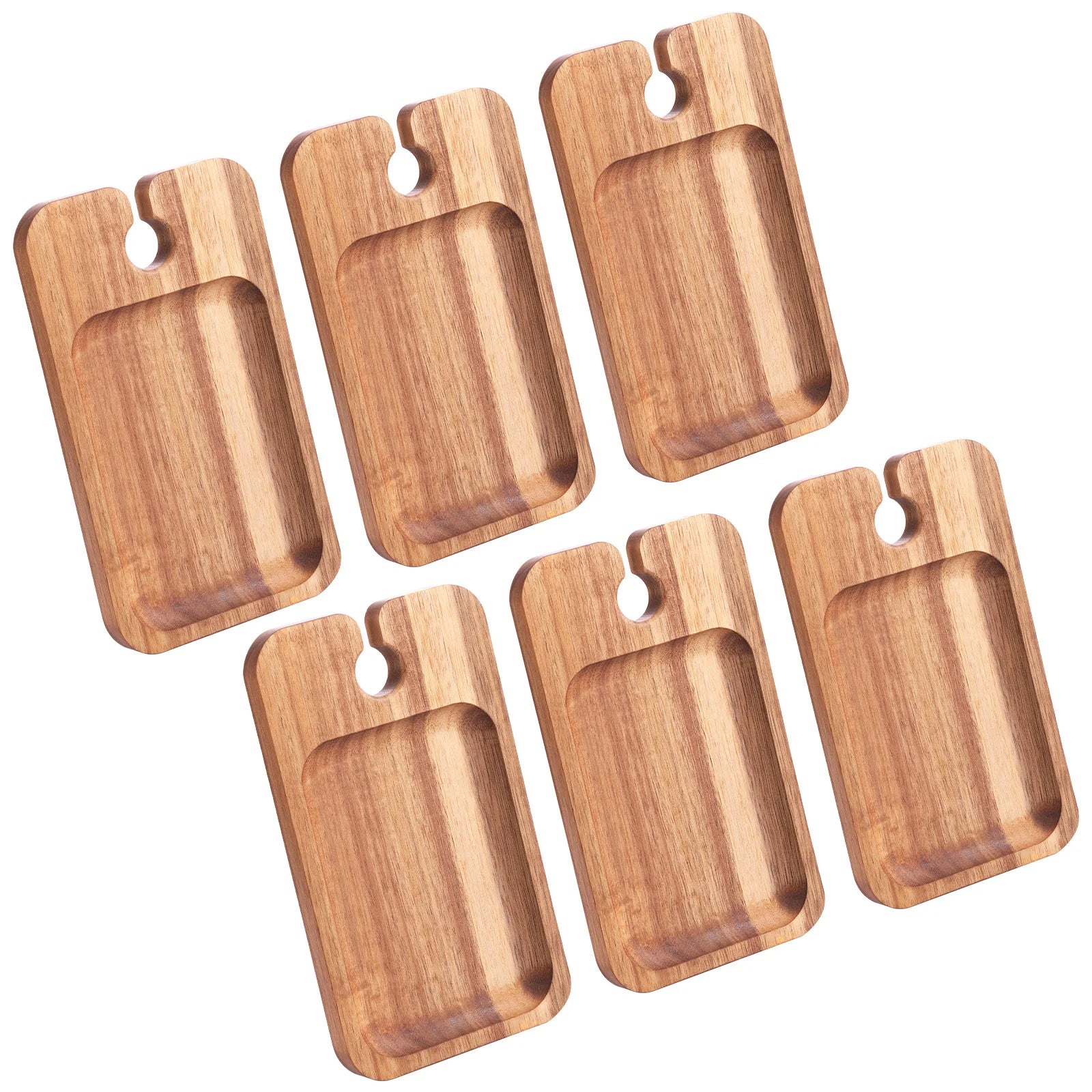 Holz Dessertteller Tableware – Wein & Aperitif Platte | Serviertablett für Snacks & Trockenfrüchte Kaufschwan® 6 Stück