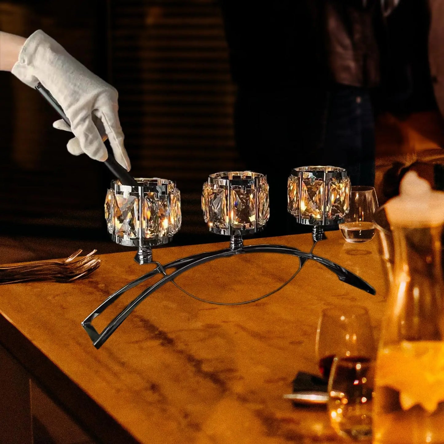 Teelicht Kerzenhalter – Eleganter 3-armiger Glas-Schalen Kandelaber für Club, Hochzeit, Event & Wohndekoration Kaufschwan®