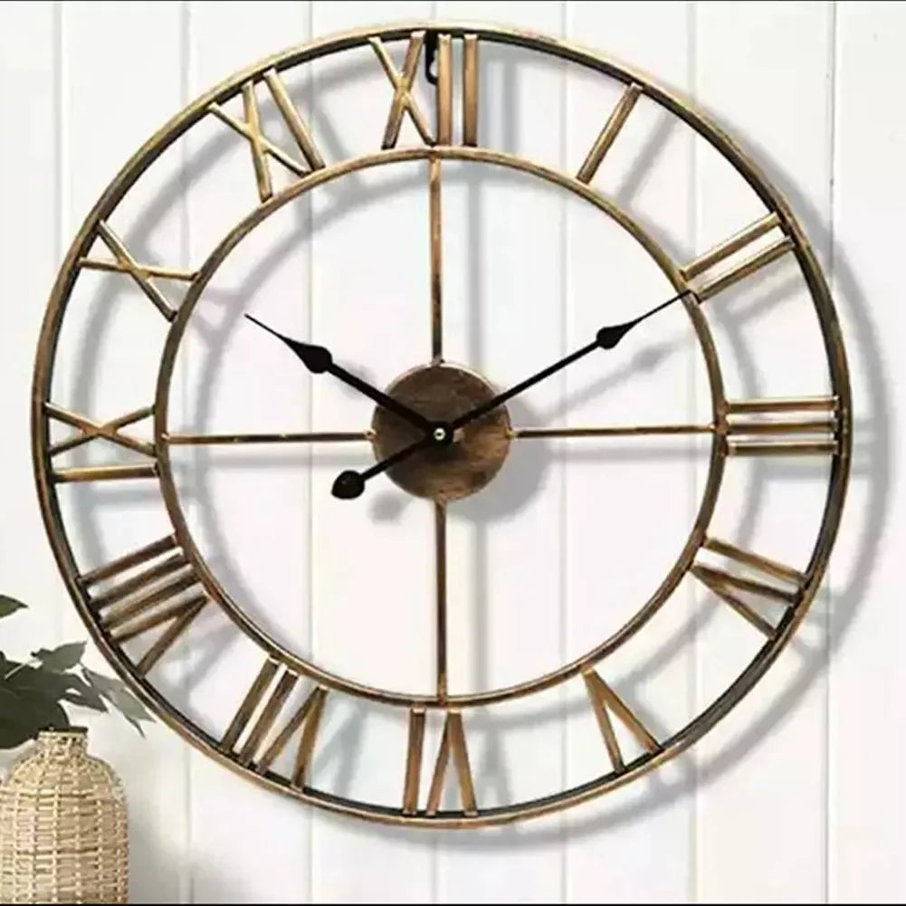 3D Römische Zahlen Metall Wanduhr – Leise Nordische Retro Deko Uhr Kaufschwan®