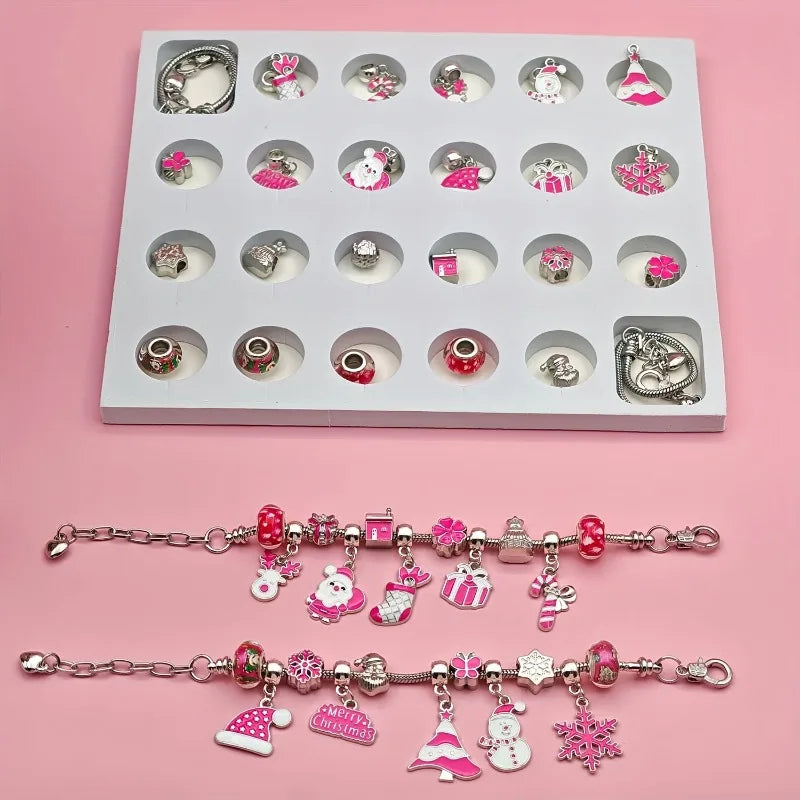 Schmuck-Adventskalender – 24-Tage-Weihnachtskalender mit Überraschungen & Bastelset für Selbstgemachte Armbänder