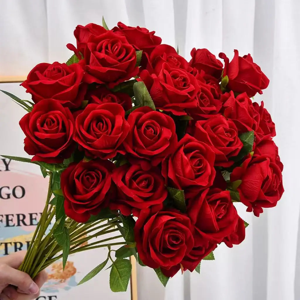 1/5/10/20 Stück Künstliche Rosen – Realistische Seidenrosen füar Hochzeit & Wohndekoration | Eleganter Rosenstrauß aus Kunstblumen Kaufschwan®