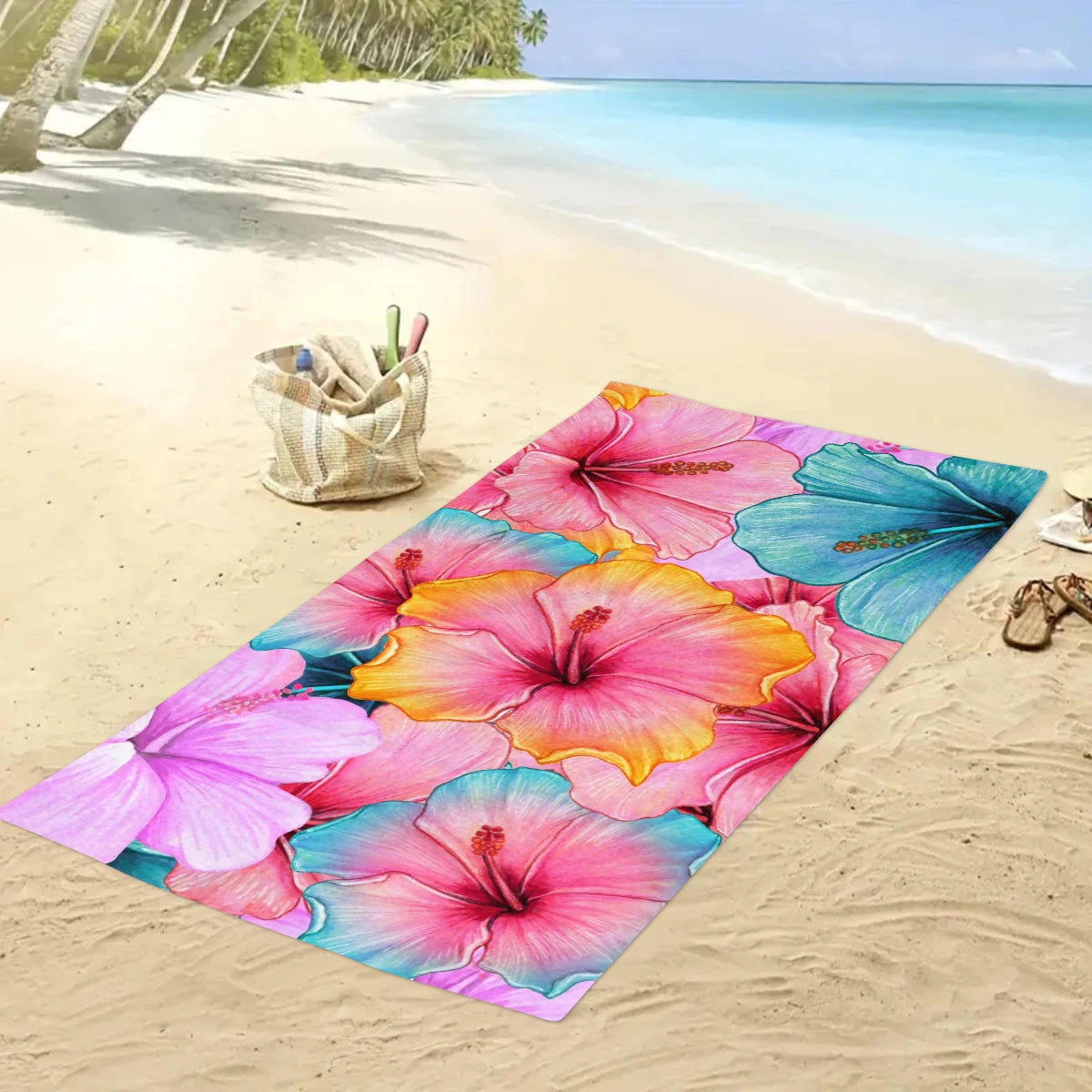 Tropisches Blumen Strandtuch – Schnell Trocknendes & Saugfähiges Mikrofaser Handtuch | Leichtes Reisehandtuch für Sport, Yoga, Schwimmen & Camping Kaufschwan®