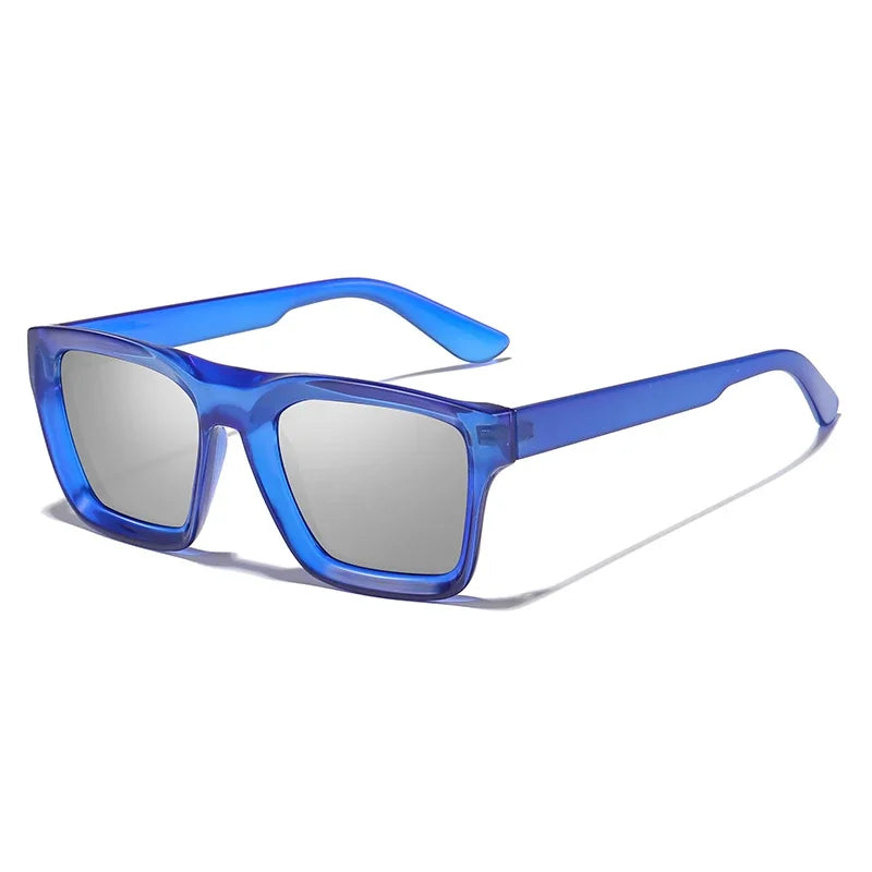 Luxuriöse Eckige Polarisierte Sonnenbrille – Farbenfrohe Vintage-Sonnenbrille mit UV400-Schutz für Damen Kaufschwan® Blau Silber