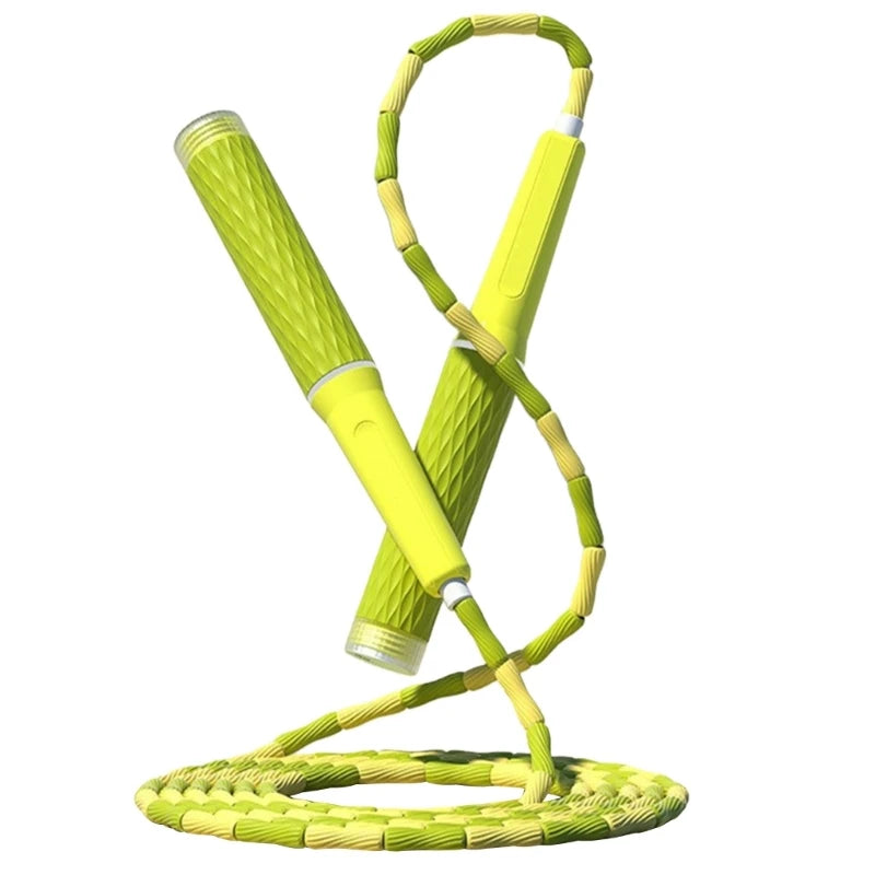 Springseil mit Perlen – Verstellbares Segmentiertes Fitness Springseil | Trainings- & Abnehmseil für Frauen, Männer & Kinder Kaufschwan® Gelbgrün