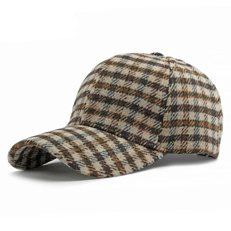 Elegante Plaid Fleece Baseballkappe | Dicke Warme Freizeitkappe | Britisches Retro Zwei-Ton-Design für Damen & Herren | Perfekt für Alltag & Feiertags-Outfits Kaufschwan® Khaki Einstellbar