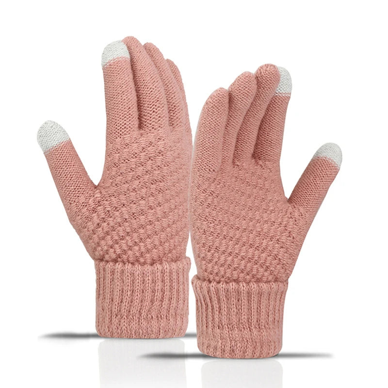 Winter Touchscreen Strickhandschuhe – Warme Unisex Vollfinger Handschuhe | Verdickte Strickhandschuhe aus Kunstwolle für Damen & Herren